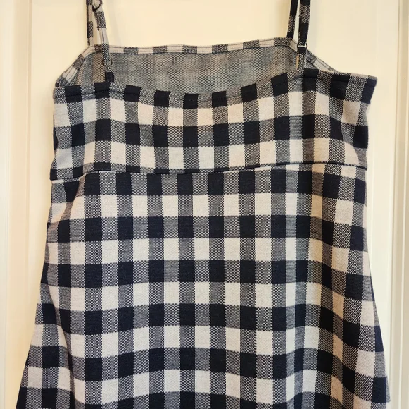 NWT Urban Revivo Blue/White Check Mini Dress Size 6 Adjustable Straps Side Zip - Picture 7 of 14